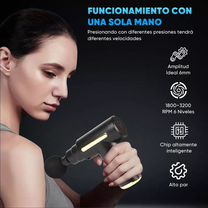 Pistola Profesional 4 en 1 ¡Masaje profundo sin salir de casa!