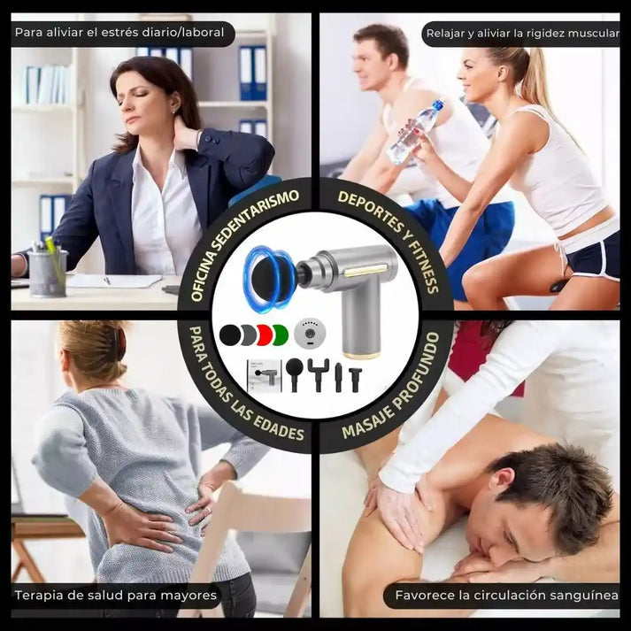 Pistola Profesional 4 en 1 ¡Masaje profundo sin salir de casa!