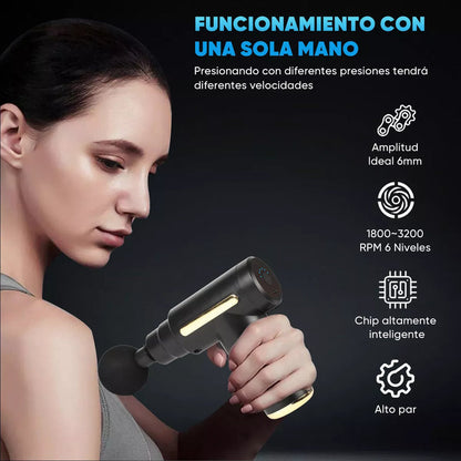 Pistola Profesional 4 en 1 ¡Masaje profundo sin salir de casa!