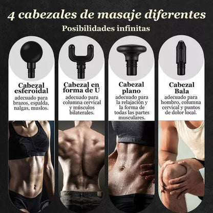 Pistola Profesional 4 en 1 ¡Masaje profundo sin salir de casa!