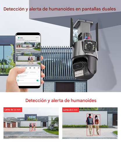 CAMARA DE SEGURIDAD PTZ CON DOBLE CAMARA E INTELIGENCIA ARTIFICIAL